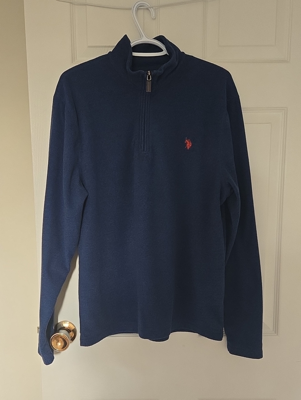 Men's Polo by Ralph Lauren Navy Quarter-Zip Pullover with Red Pony